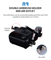 Kit aérographe portable rechargeable à double action HSA10K