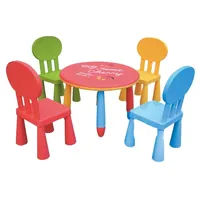 ชุดโต๊ะพลาสติกทรงกลมสำหรับเด็กอนุบาล,โต๊ะเลี้ยงเด็กเก้าอี้เรียนโรงเรียนปรับได้สำหรับเล่นงานเลี้ยง