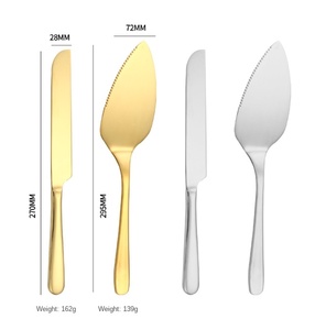 DFK1109 Outil à gâteau, découpeur à logo personnalisé, spatule, couteau et spatule à gâteau de mariage en acier inoxydable doré pour fête d'anniversaire - Product Image 6