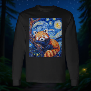 Camiseta de manga larga con estampado de la noche estrellada de Van Gogh de Red Panda - Product Image 3