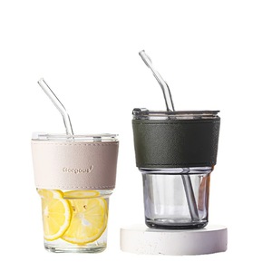 Tazza personalizzata di vendita calda addensare tè caffè ristorante Vintage cupola ambra tazza di vetro d'acqua con coperchio e cannuccia - Product Image 6