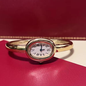 Montre à quartz de luxe pour femme, boîtier ovale en or 18 carats, design élégant et fin, montre habillée pour femme - Product Image 3