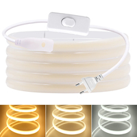 COB LED şerit işık ile ab anahtarı/Dimmer fiş 220V 230V 240V su geçirmez IP65 bant mutfak kabin lambası 3000K 4000K 6000K şerit