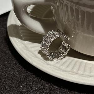 Wenchi S925 Pure Silver Palace Lace <b>Ring</b> Niche Design Simple Fashionable Retro Vintage Style Turquoise Hollow <b>Opening</b> China - Product Image 4