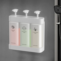 Distributeur de savon mural triple 500ML*3, verrouillable, manuel, pour shampoing et gel douche, idéal pour hôtel