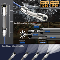 Caméra d'inspection des égouts avec écran IPS 9 pouces, objectif auto-nivelant, endoscope industriel, câble 50m, indice IP68, zoom 2x, champ de vision 105°, batterie au lithium