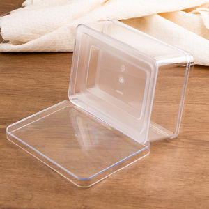 Boîte rectangulaire multifonction en plastique transparent avec couvercle, conteneur alimentaire pour biscuits, pâtisseries, emballage cadeau, présentoir - Product Image 4