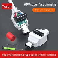 Kit de connecteur USB Type-C sans soudure, câble de charge rapide 66W, accessoires de bricolage, aucun outil de soudure requis, courant élevé 3A