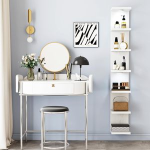 Estantes Flotantes Blancos para Decoración <span class=keywords><strong>de</strong></span> <span class=keywords><strong>Pared</strong></span>, Estante <span class=keywords><strong>de</strong></span> <span class=keywords><strong>Pared</strong></span> <span class=keywords><strong>de</strong></span> 7 Niveles con Luces LED, Estante <span class=keywords><strong>de</strong></span> Madera para Organización del Hogar - Product Image 6