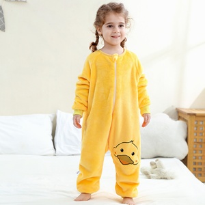 Michley Kinderen Schattige Kleine Gele Eend Snel Droogende Ademend Casual Plus Size Flanellen Pyjama's met Dierenprint 1-6 Jaar - Product Image 5