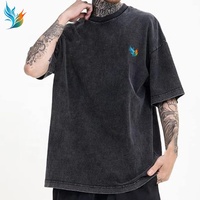 Camisetas Vintage Personalizadas con Logotipo para Hombre, 100% Algodón, Lavado Ácido, Cuello Redondo, Holgadas, Tallas Grandes, Estampado de Personajes