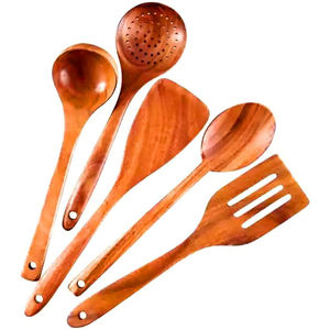 Kitchen 6-Piece <b>Wooden</b> Spoons Teak <b>Wooden</b> <b>Utensil</b> Non-Stick <b>Wooden</b> <b>Cooking</b> <b>Utensils</b> - Product Image 2