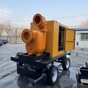 Pompe à eau auto-amorçante silencieuse montée sur remorque 60kW-80kW avec démarrage à distance automatique pour travaux agricoles et de construction AJS-60GF Puissante auto-amorçante - Product Image 3