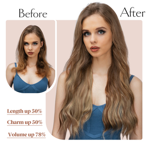 Extensions de <span class=keywords><strong>Cheveux</strong></span> Ombrées Blondes Sans Coutures à Clips Invisibles Bouclées en Fibre Synthétique de Haute Qualité Résistante à la Chaleur de Notre Marque - Product Image 3