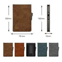Dompet Kartu Kulit Asli Vintage Gantung Portabel Berkualitas Tinggi dengan Jendela ID Gaya Inggris Minimalis