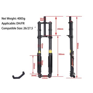 <span class=keywords><strong>Fourche</strong></span> avant double épaule DNM USD-8S/8N pour moto électrique, VTT <span class=keywords><strong>DH</strong></span> FR, débattement de suspension de 203 mm, <span class=keywords><strong>fourche</strong></span> haute pour vélo enduro - Product Image 4