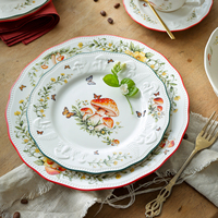 Service de table en porcelaine moderne de haute qualité LovingHome avec impression de logo champignon de dessin animé, résistant aux hautes températures