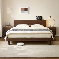 Lit flottant en bois 601202, lit king size moderne et organique, ensemble de chambre à coucher de luxe pour salon