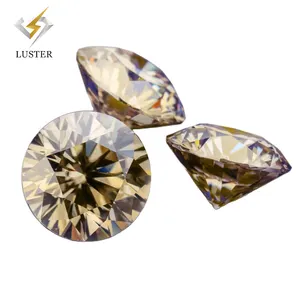 Yellow Champagne Color Brilliant Cut VVS Loose Moissanite Round Champagne Moissanite