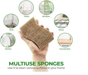 Éponge de cuisine naturelle biodégradable, éponge à récurer en cellulose de noix de coco compostable, éponges écologiques pour la vaisselle - Product Image 3