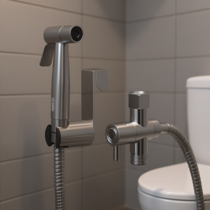 Rociador de bidé portátil de acero inoxidable, montado en la pared, para limpieza del inodoro, diseño minimalista - Product Image 2