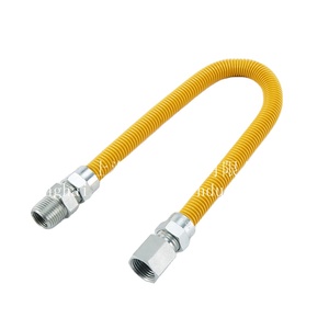 Connettore Gas CSA giallo rivestito <span class=keywords><strong>tubi</strong></span> <span class=keywords><strong>in</strong></span> <span class=keywords><strong>acciaio</strong></span> inox <span class=keywords><strong>per</strong></span> apparecchio linea Gas di alimentazione - Product Image 1
