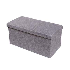 Banc de rangement pliable en lin avec capacité de charge, cube de rangement pour le salon - Product Image 1