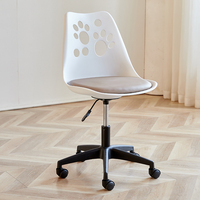 Chaise de bureau pivotante moderne à motif patte, réglable en hauteur, imperméable, en PP+Métal+Cuir avec coussin et roulettes pour l'école, la maison et le bureau