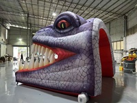 Tunnel gonflable dinosaure personnalisé 4x4m avec ventilateur intégré, imperméable et durable pour événements extérieurs