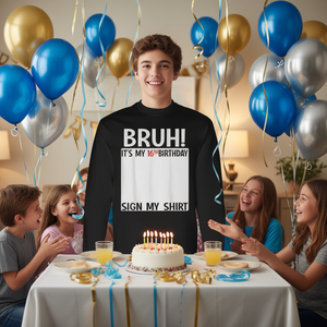 Camiseta de manga larga unisex para adolescentes con estampado digital de cuello redondo para celebración del sextavo cumpleaños - Product Image 1