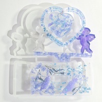 DM756 Moule en Silicone Cœur d'Amour Cupidon pour Cadre Photo en Résine Époxy, Bricolage Affichage Photo Personnalisé Souvenir pour Artisanat Décoratif