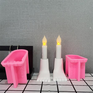 Moldes de fundición de resina hechos a mano para DIY estilo Ins adornos decorativos silicona pie izquierdo portavelas moldes W0100 herramientas para pasteles - Product Image 3