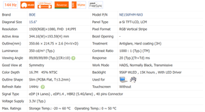15.6インチパネルNE156FHM-NX3 NE156FHM-NX1 LM156LF2F01 LVDS/40Pin 1920*1080 144HZ LCD FHDラップトップスクリーンモニターディスプレイ新しいA + - Product Image 5