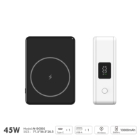 Qi2 45W 3 en 1 Banco de energía de carga inalámbrica magnética Estación de batería plegable 10000mAh 20W PD para iPhone y Apple Watch