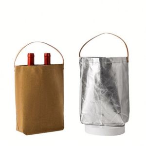 Enfriador de cerveza de papel artesanal lavable de viaje personalizado portátil personalizado Baoren bolsas de hielo enfriador metálico aislado bolsa de papel vino - Product Image 5