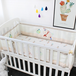Été section mince respirant réglable 100% coton pépinière <span class=keywords><strong>lit</strong></span> <span class=keywords><strong>lit</strong></span> Bébé bébé sécurité maille berceau pare-chocs tapis - Product Image 6