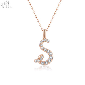Collar con Colgante de Letra Inicial, Colección de Joyería Fina, Hecho a Mano, Oro Rosa Sólido de 18K, Diamante Natural Auténtico, Muy Popular - Product Image 4