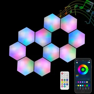 Decoração para casa LED Wall Light Painéis Sensíveis ao Toque RGB Gaming Music Luzes Inteligente Hexágono Led Painel de Luz