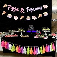 Dekorasi Spanduk Pesta Pizza dan Piyama, Perlengkapan Pesta Tidur Malam untuk Anak Perempuan, Bertema Makanan Pizza, Perlengkapan Pesta Ulang Tahun dan Baby Shower