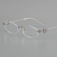 GN0805 Lunettes polygonales sans monture incrustées de diamants pour femmes, style urbain élégant et personnalisé, collection de niche