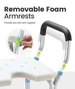 Tabouret de bain médical réglable de 300 lb à usage intensif <span class=keywords><strong>Chaise</strong></span> de douche crantée <span class=keywords><strong>avec</strong></span> accoudoirs Équipement de sécurité de douche interne - Product Image 3