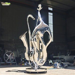 Miroir YOUFINE pour espaces contemporains ou décoration de galerie, miroir en acier inoxydable, <span class=keywords><strong>sculpture</strong></span> <span class=keywords><strong>abstraite</strong></span> de violoncelle - Product Image 2