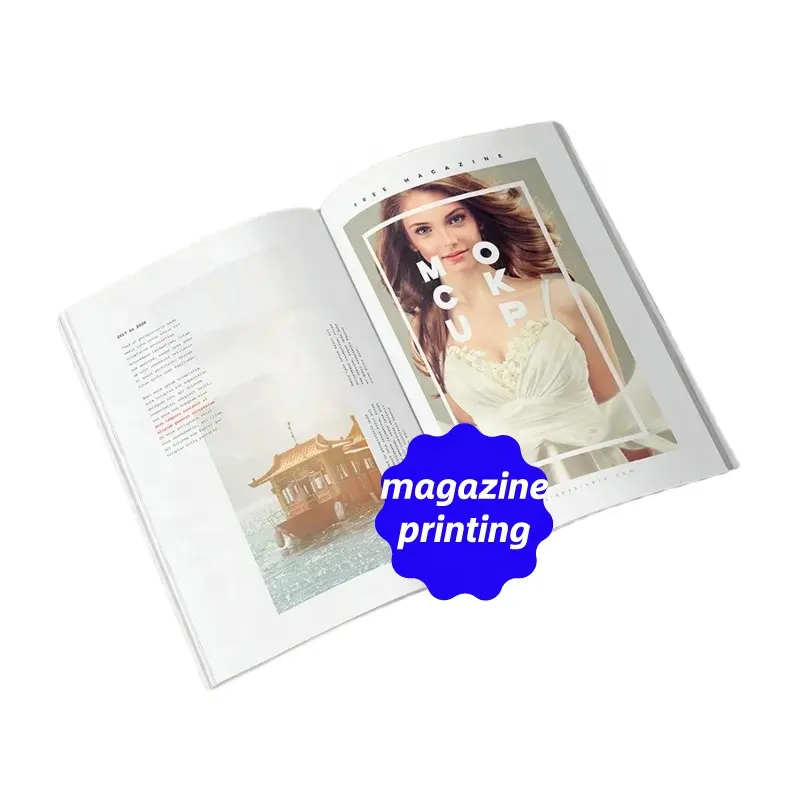 OEM yüksek hacimli kaplamalı kağıt kağıt kitap kitapçık baskı dergisi parlak yurtdışı ciltsiz moda dergisi katalog baskı