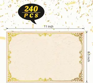 Kertas sertifikat kosong untuk pencetakan dengan Gold Foil Border sertifikat penghargaan dari pencapaian untuk kelulusan sinar robek Pap