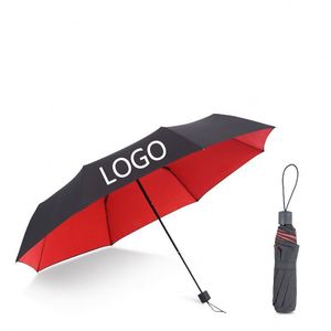 Parapluie manuel pliant en 3 sections JX avec logo personnalisé, ouverture et fermeture automatiques, tissu anti-UV, double couche imperméable, idéal pour les voyages et la promotion - Product Image 2