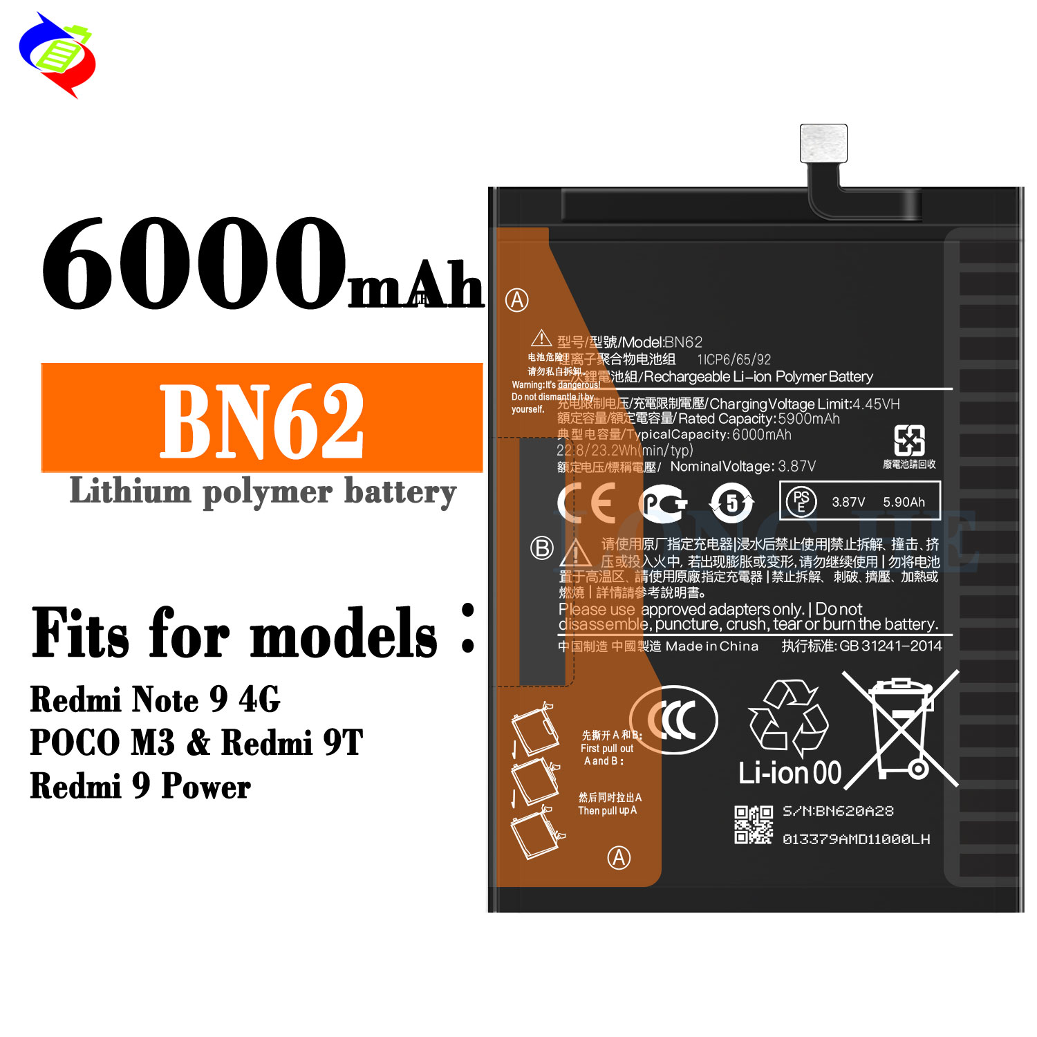 para Redmi Note 9 4G/POCO M3/Redmi 9T/Redmi 9 Power