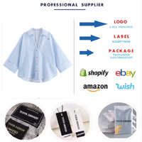 Personnalisation de la marque pour femmes été décontracté Chic hauts nouvelle mode lin mélange rayures Vintage à manches longues chemises boutonnées