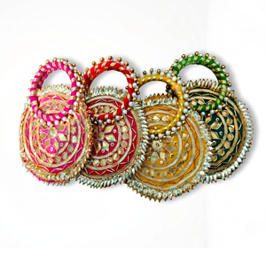 Mini pochettes décoratives Gota Patti et enveloppes Lifafa à motifs, sacs à monnaie Shagun Ginni, cadeaux de remerciement pour mariage Haldi Mehendi - Product Image 1