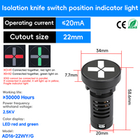 Lámpara indicadora de posición de doble color de 22 mm, LED, con símbolo de puesta a tierra para disyuntor, luz indicadora industrial