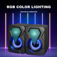 Altavoces USB con Cable RGB para Computadora, con Efecto de Iluminación Colorido, Subwoofer de Audio para Juegos de Escritorio, Audio Multimedia para Juegos de Computadora